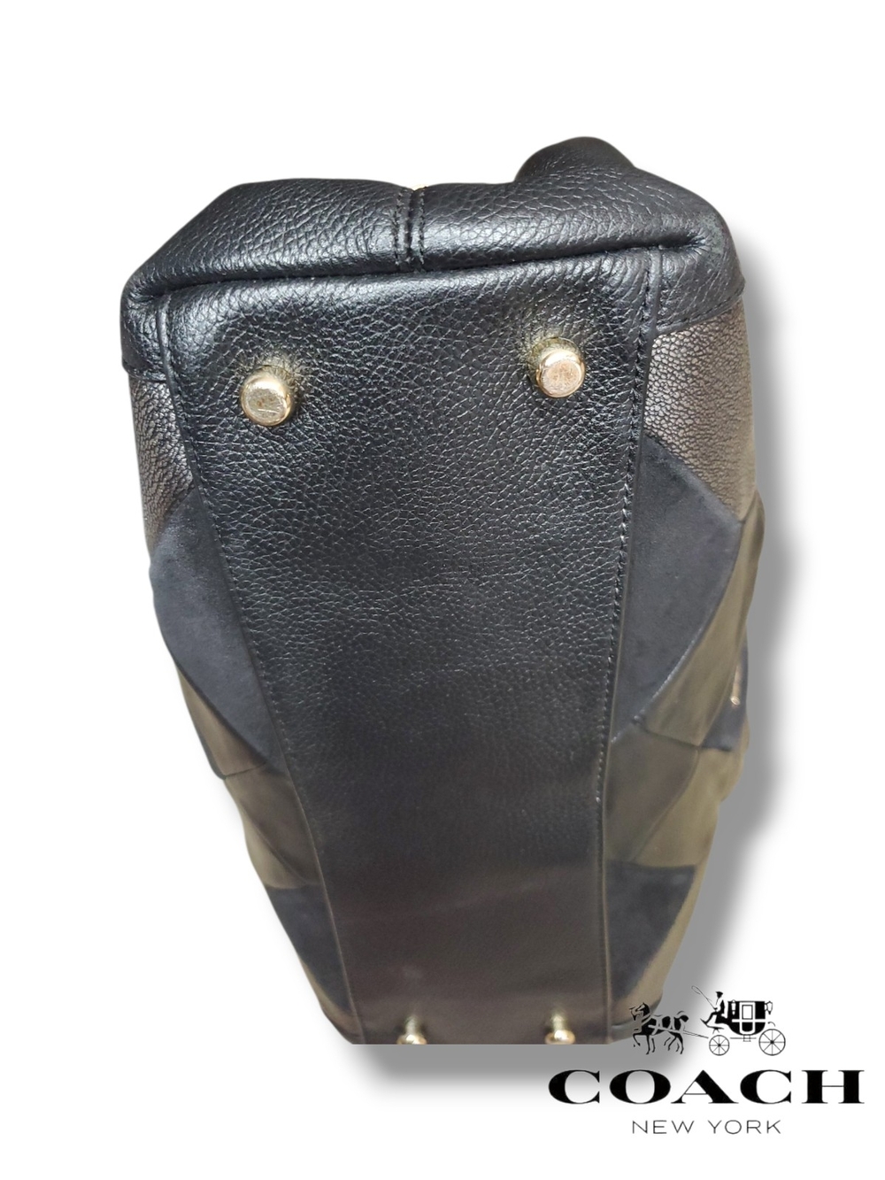 Coach Edie 31 Black Mixed Leather Suede Patchwork Shoulder Bag 36519 - Picture 8 of 16